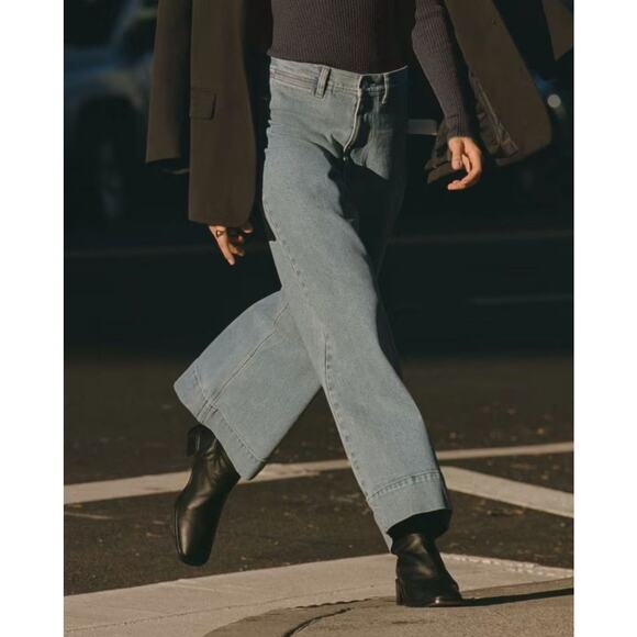 Everlane The Mariner Jean Wide Leg High Rise Light Indigo Denim 33 NWT Coastal - Picture 5 of 16